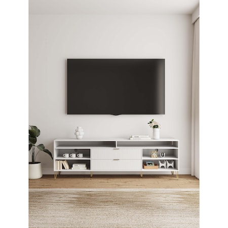 Manhattan Comfort DUMBO 85in TV Stand in White TV002-WH